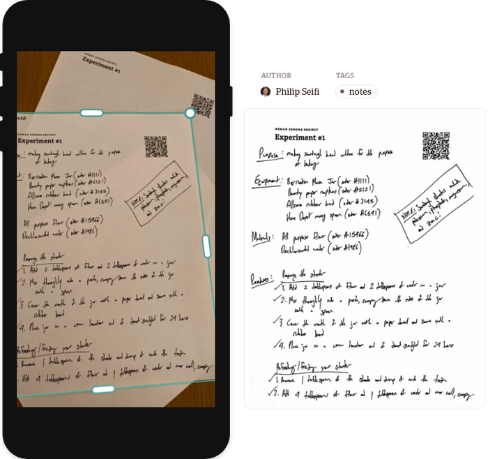 Mobile lab notebook scanning