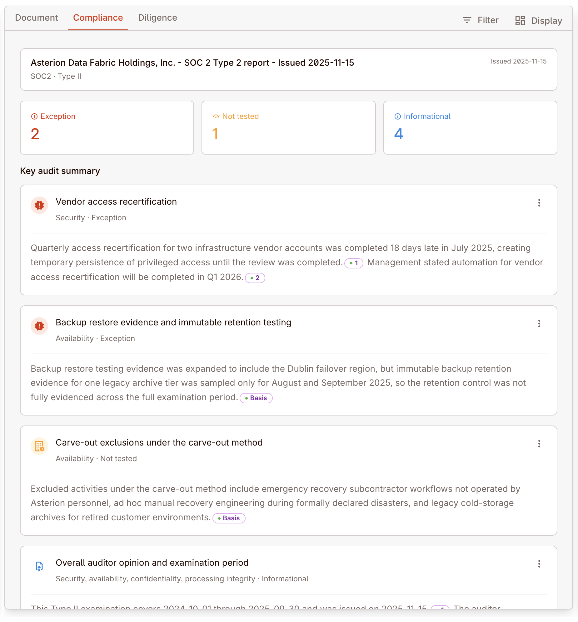 Compliance document analysis