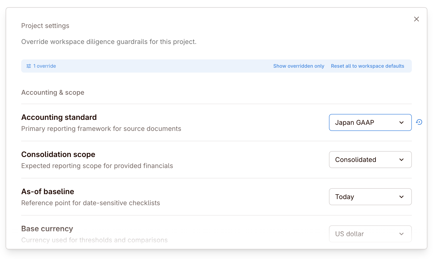 New project creation