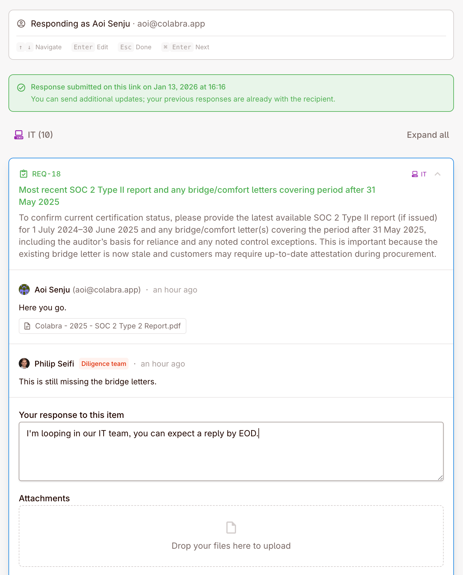 Request response share link