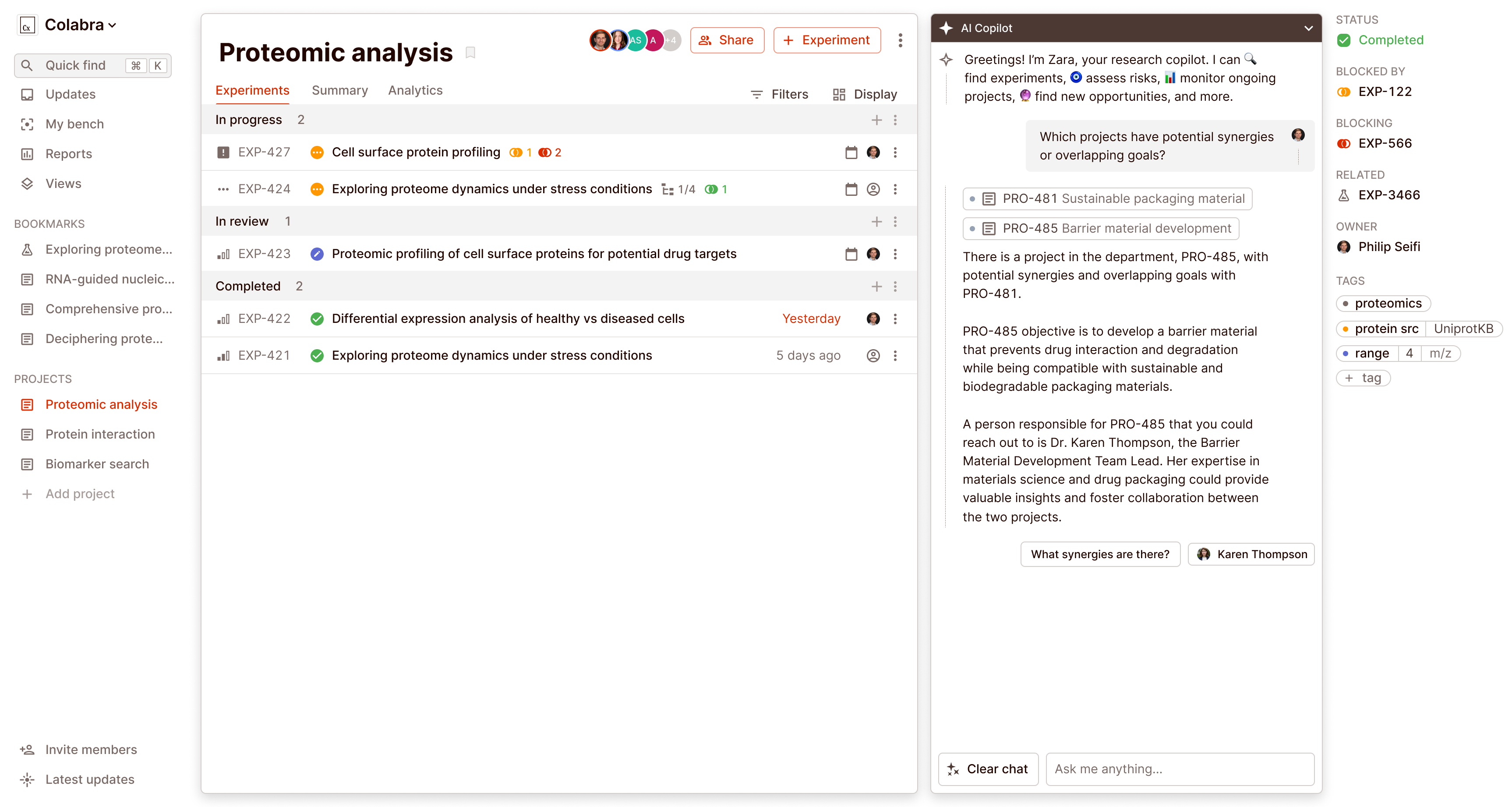 Monitor research progress across all projects